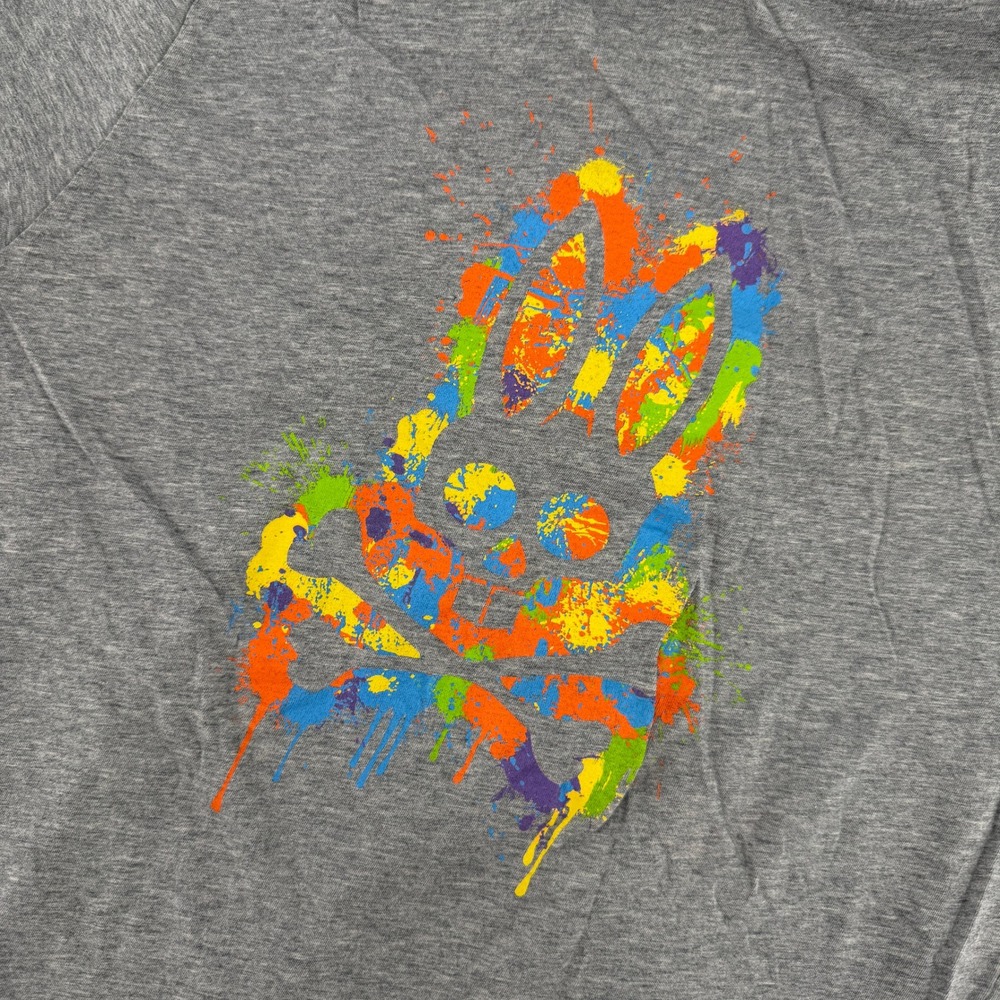 Psycho Bunny Tee Mens 5 Medium Grey Paint Splatter Graphic Pima Cotton Shirt Art